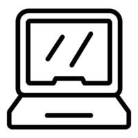 Gaming computer icon outline . Videogame laptop vector