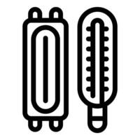 Thermometer waste icon outline . Disposed hazardous trash vector