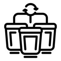 Waste segregation containers icon outline . Trash sorting bins vector