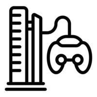 Videogame controller icon outline . Gaming accessory vector