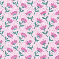 Vintage seamless floral pattern. A background of bright flowers on a pink polka dot background. Graphics for printing on surfaces and web design vector