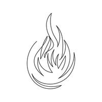 fire one line art, outline design on white background vector