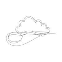 cloud one line art, outline design on white background vector