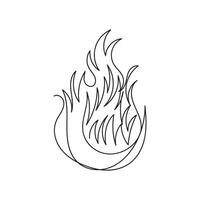 fire one line art, outline design on white background vector