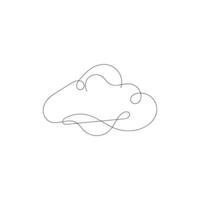 cloud one line art, outline design on white background vector