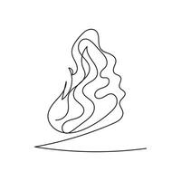 fire one line art, outline design on white background vector