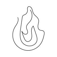 fire one line art, outline design on white background vector