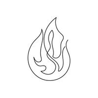 fire one line art, outline design on white background vector