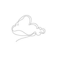 cloud one line art, outline design on white background vector