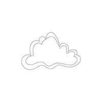 cloud one line art, outline design on white background vector