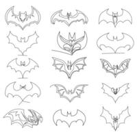 bat black one line art icon continuous line art illustration design vector