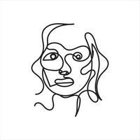 woman face one line art woman face continuous line art design vector