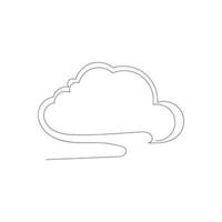 cloud one line art, outline design on white background vector