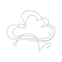 cloud one line art, outline design on white background vector