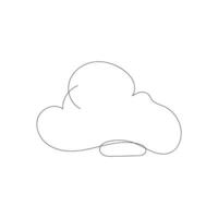 cloud one line art, outline design on white background vector