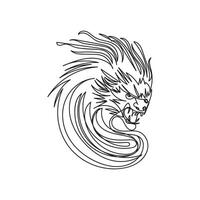 fire one line art, outline design on white background vector