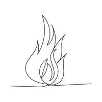 fire one line art, outline design on white background vector