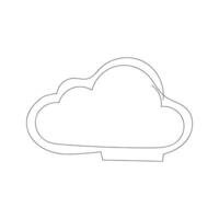 cloud one line art, outline design on white background vector