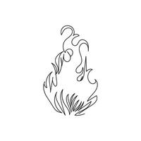 fire one line art, outline design on white background vector