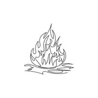 fire one line art, outline design on white background vector