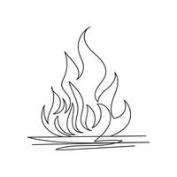 fire one line art, outline design on white background vector