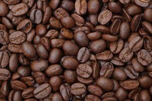 Coffee background, roasted coffee beans, brown coffee photo