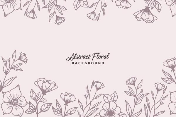 Rustic floral background with hand drawn leaves and flower ornament