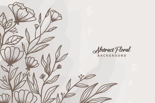 Rustic floral background with hand drawn leaves and flower ornament