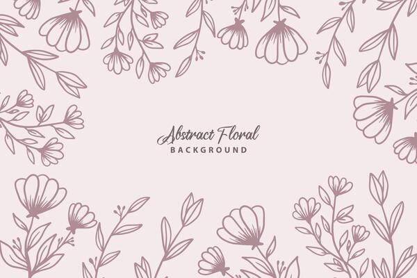 Rustic floral background with hand drawn leaves and flower ornament