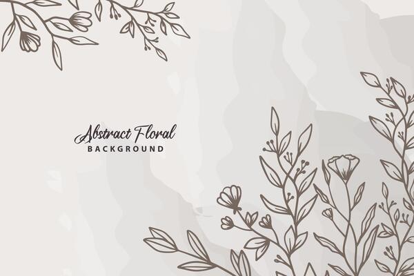 Rustic floral background with hand drawn leaves and flower ornament