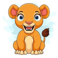 Cartoon baby lioness on white background vector
