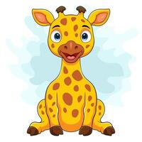 Cartoon giraffe on white background vector