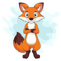 Cartoon funny fox standing isolated on white background vector