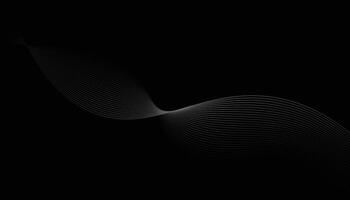 Black abstract background with white curves vector