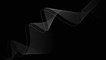 Black abstract background with white curves vector