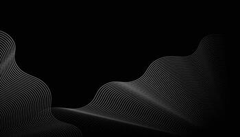 Black abstract background with white curves vector