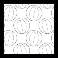 Black line Beach ball isolated Seamless pattern on White background. Linear Illustration. Vacation Concept, Bouncing Toy for Game. Outline Template for Textile, Fabric, Wrapping Paper, Cover. vector