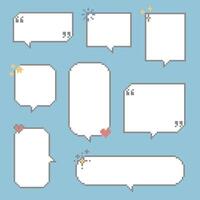 collection set of retro game 8bit pixel speech bubble balloon black and white color vector