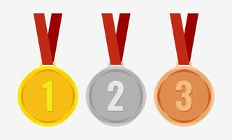 Winner Gold, Silver, Bronze. 1st 2nd 3rd medal first place second third Placement Achievement award winner badge guarantee winning prize ribbon symbol sign icon logo template vector