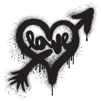 Graffiti Style Heart And Arrow isolated on White background. vector