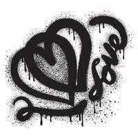 Graffiti Heart icon Sprayed with spray paint with two love text isolated on white background vector