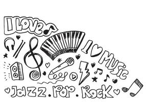 Music Background Hand drawn music set illustration. illustrations of music images, design concept. vector