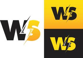 Simple WS Letter Logo Design with Lightening bolt vector