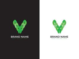 V LEAF AND LETTER COMBINATION LOGO DESIGN vector