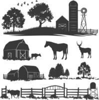 silhouette farm situation black color only vector