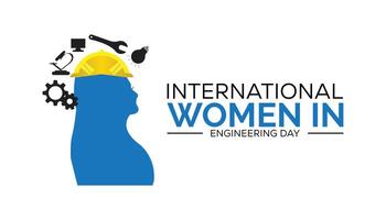 internacional mujer en Ingenieria día observado cada año en junio. modelo para fondo, bandera, tarjeta, póster con texto inscripción. vector