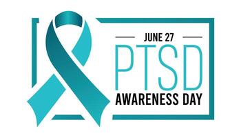 nacional ptsd conciencia día observado cada año en junio. modelo para fondo, bandera, tarjeta, póster con texto inscripción. vector