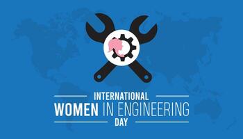 internacional mujer en Ingenieria día observado cada año en junio. modelo para fondo, bandera, tarjeta, póster con texto inscripción. vector