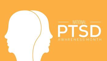 National PTSD Awareness Month observed every year in June. Template for background, banner, card, poster with text inscription. vector