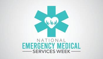 National Emergency medical services week observed every year in May. Template for background, banner, card, poster with text inscription. vector